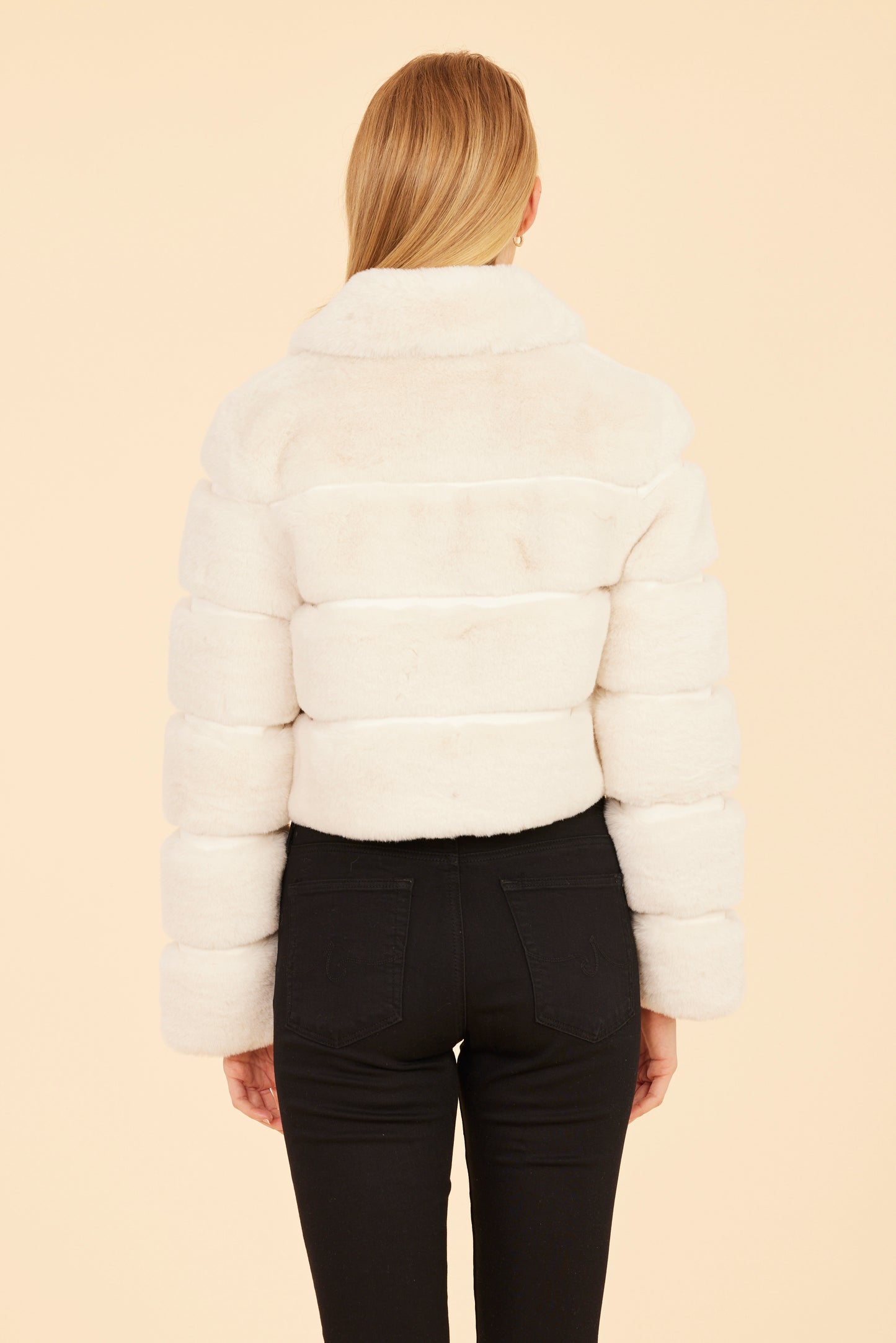 Paneled Faux Fur Vegan Leather Cropped Jacket