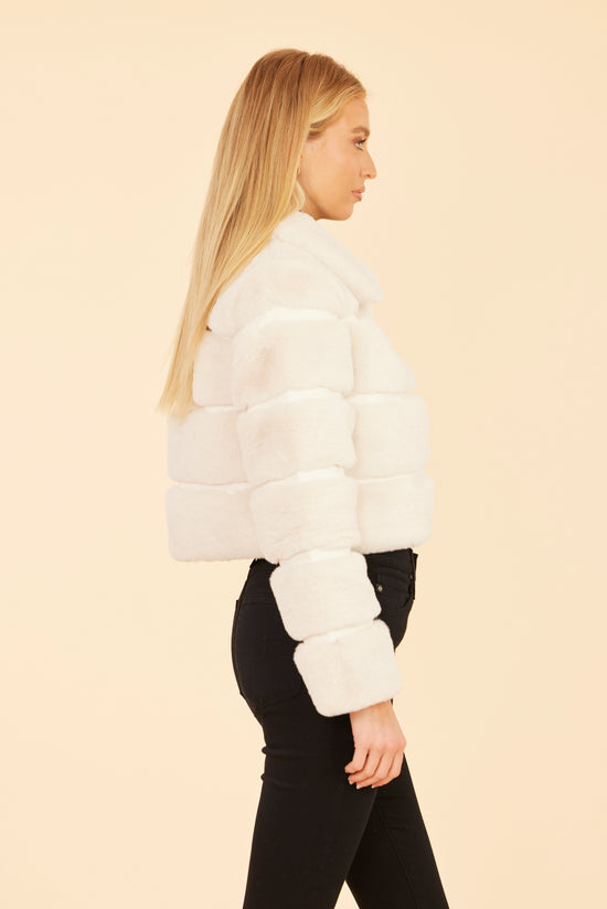 Paneled Faux Fur Vegan Leather Cropped Jacket