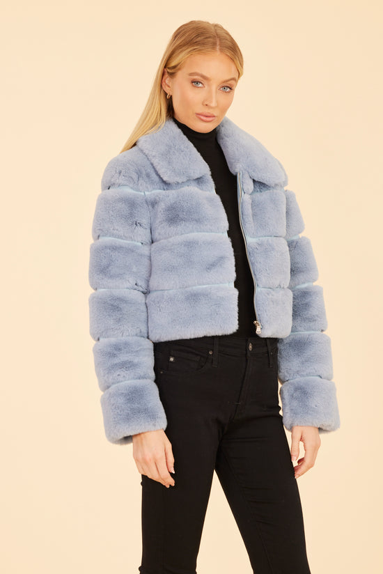 Paneled Faux Fur Vegan Leather Cropped Jacket