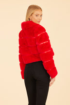 Paneled Faux Fur Vegan Leather Cropped Jacket