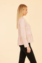 Faux Leather Peplum Shirt Jacket