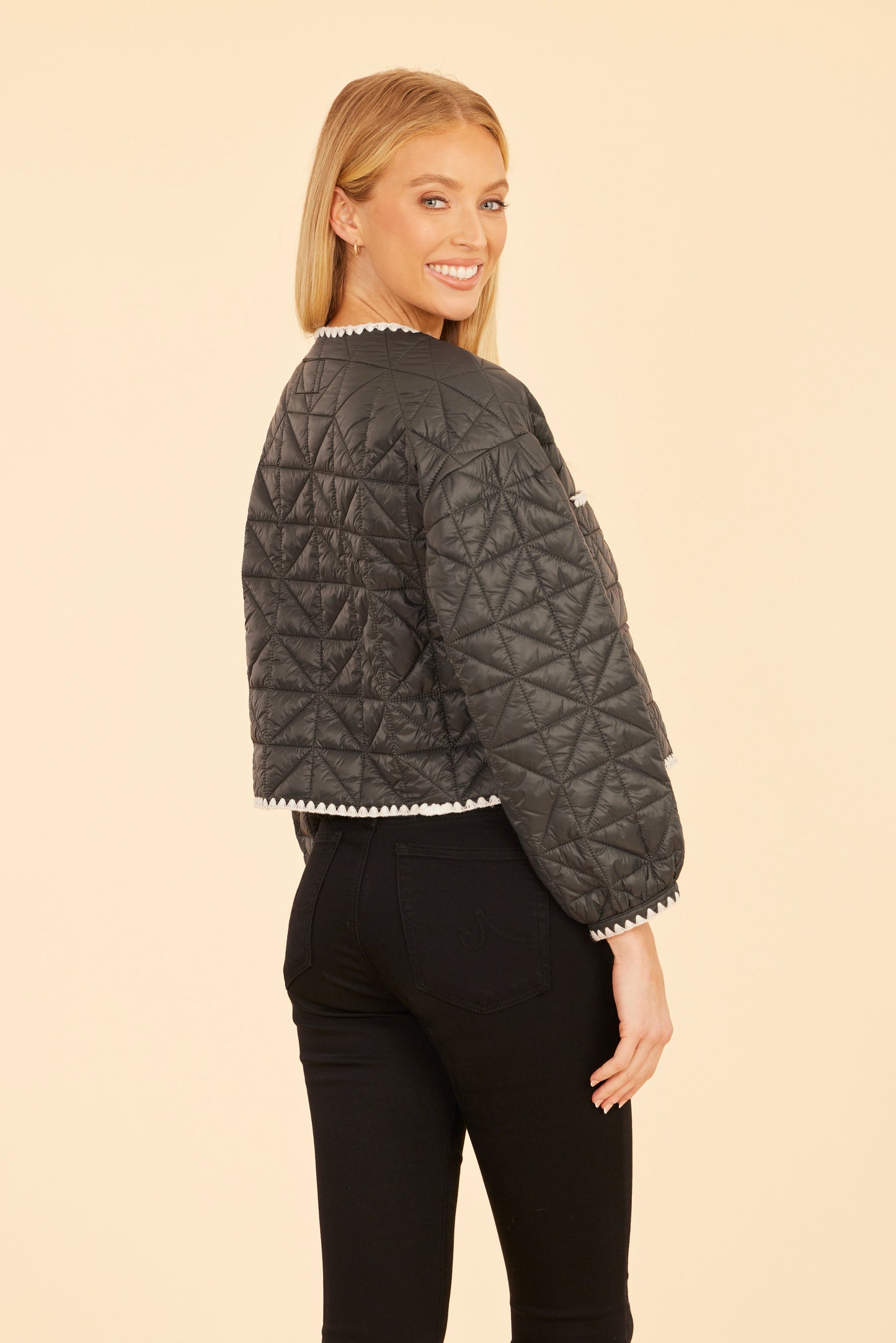 Quilted Whip Stitch Cropped Jacket