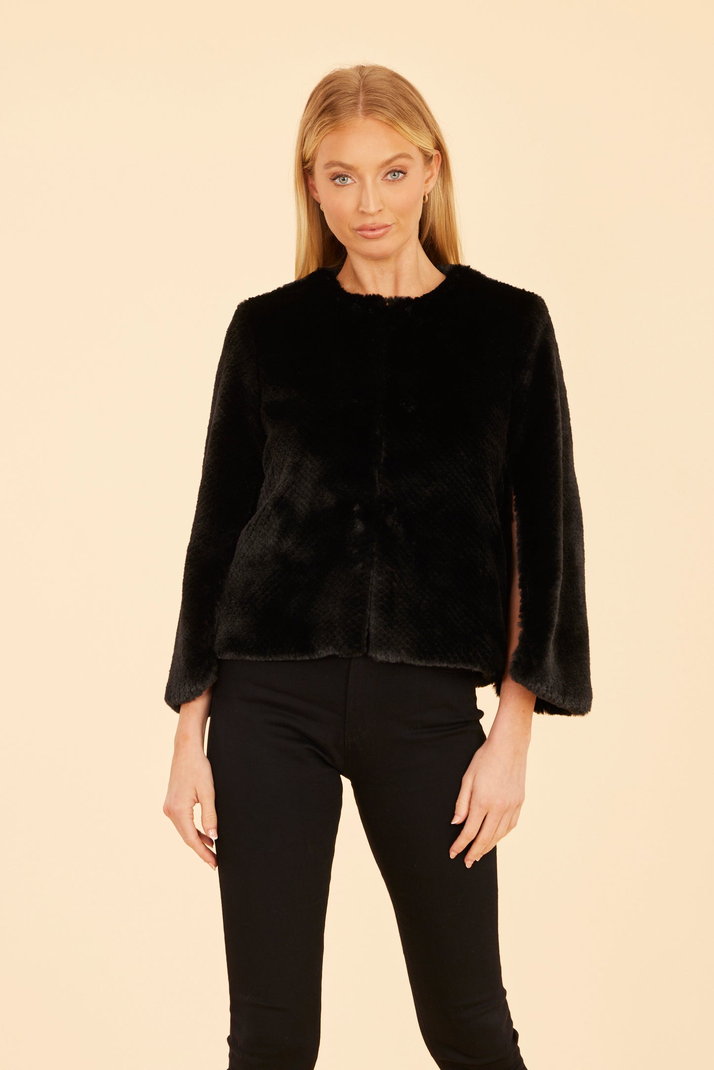 Faux Fur Split Sleeve Jacket