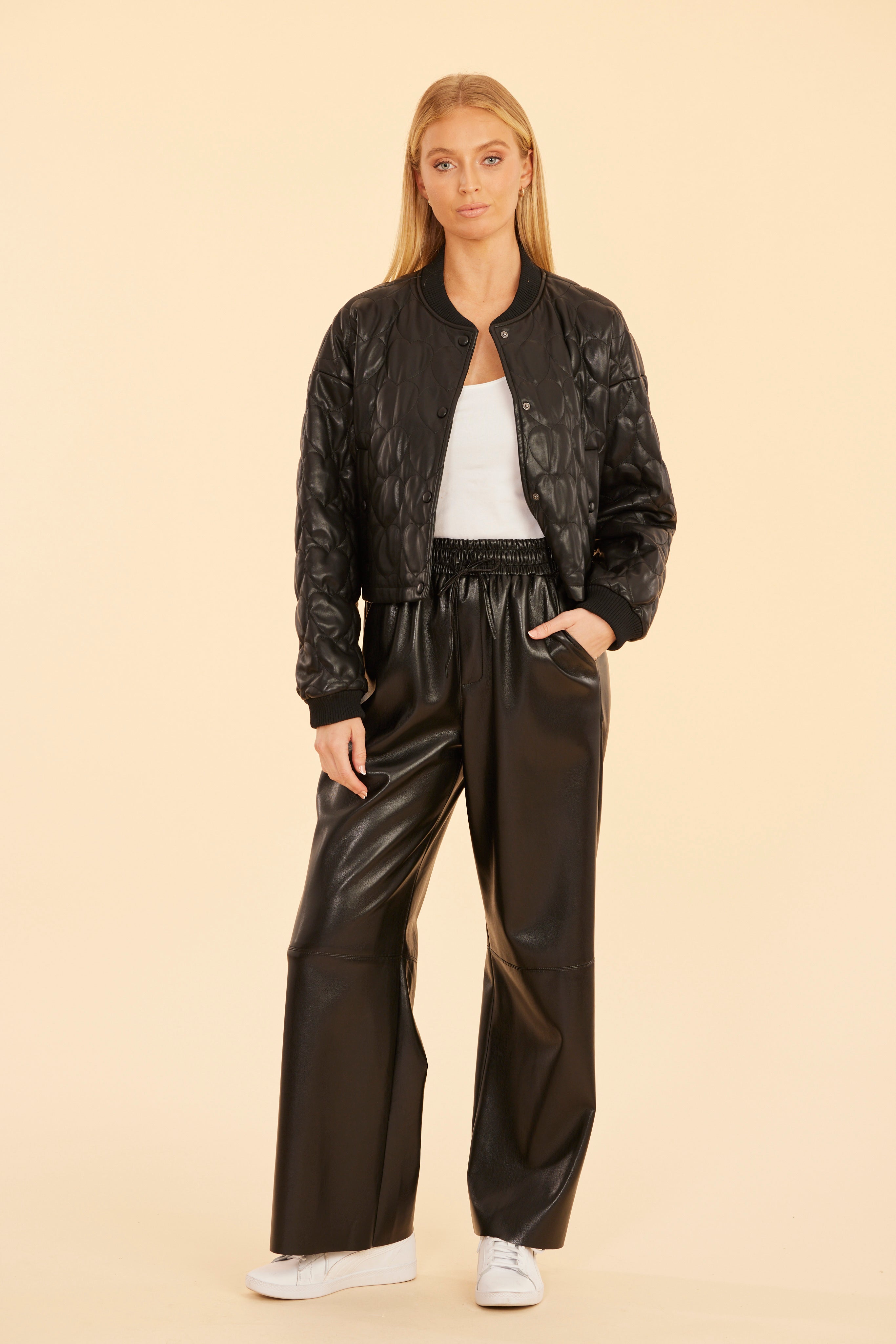 Faux Leather Heart Quilted Jacket – Dolce Cabo
