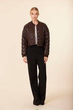 Faux Leather Heart Quilted Jacket