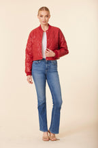 Faux Leather Heart Quilted Jacket