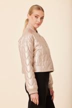 Faux Leather Heart Quilted Jacket