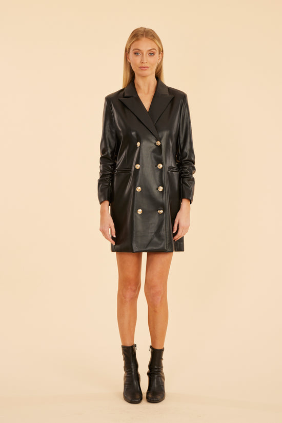 Faux Leather Blazer Dress