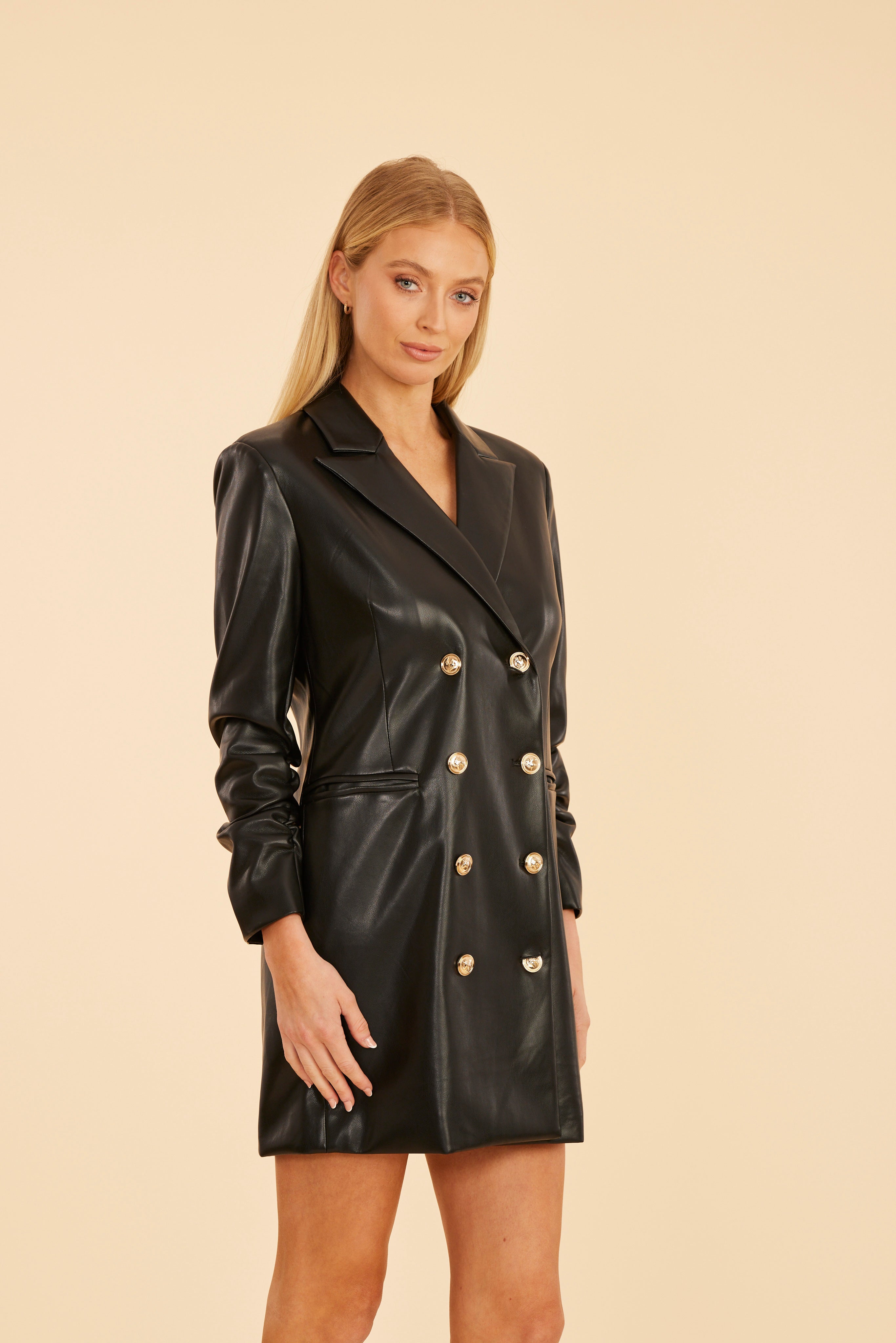 Faux Leather Blazer Dress Scarlet / XL Faux Leather Blazer Dress Scarlet / XL