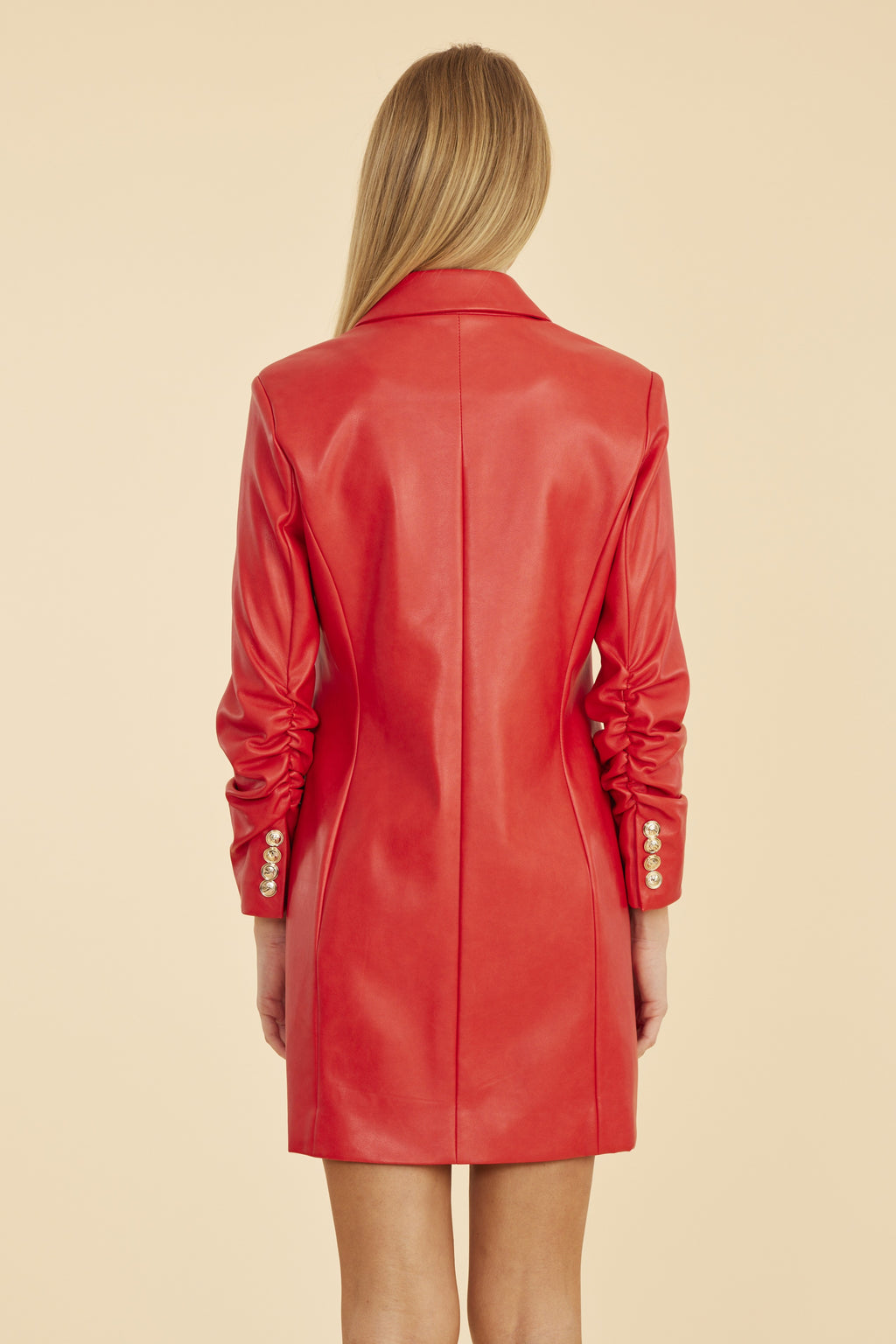 leather blazer dress Faux Leather Blazer Dress Scarlet / XL