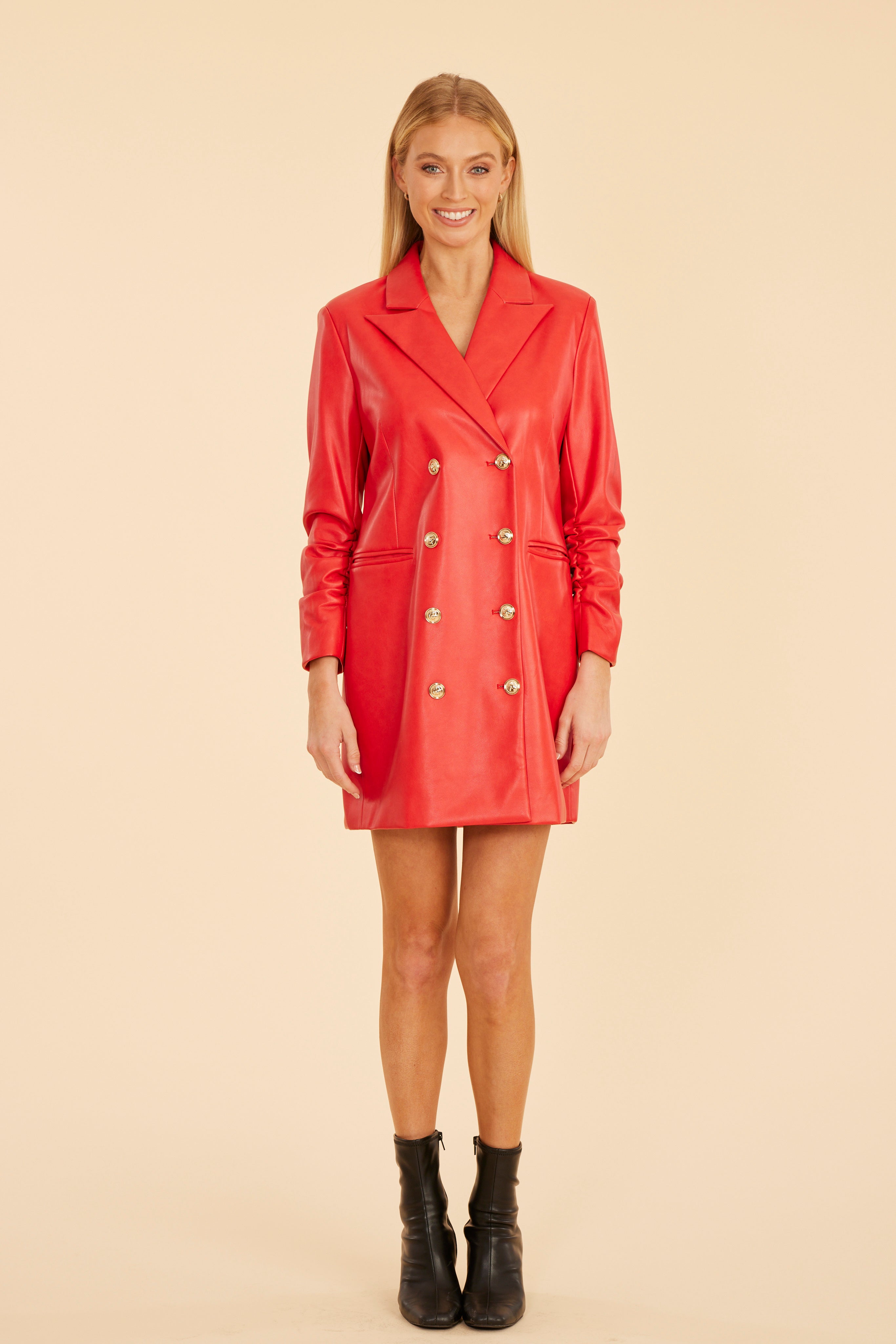 Faux Leather Blazer Dress Scarlet / XL Faux Leather Blazer Dress Scarlet / XL