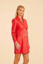 Faux Leather Blazer Dress