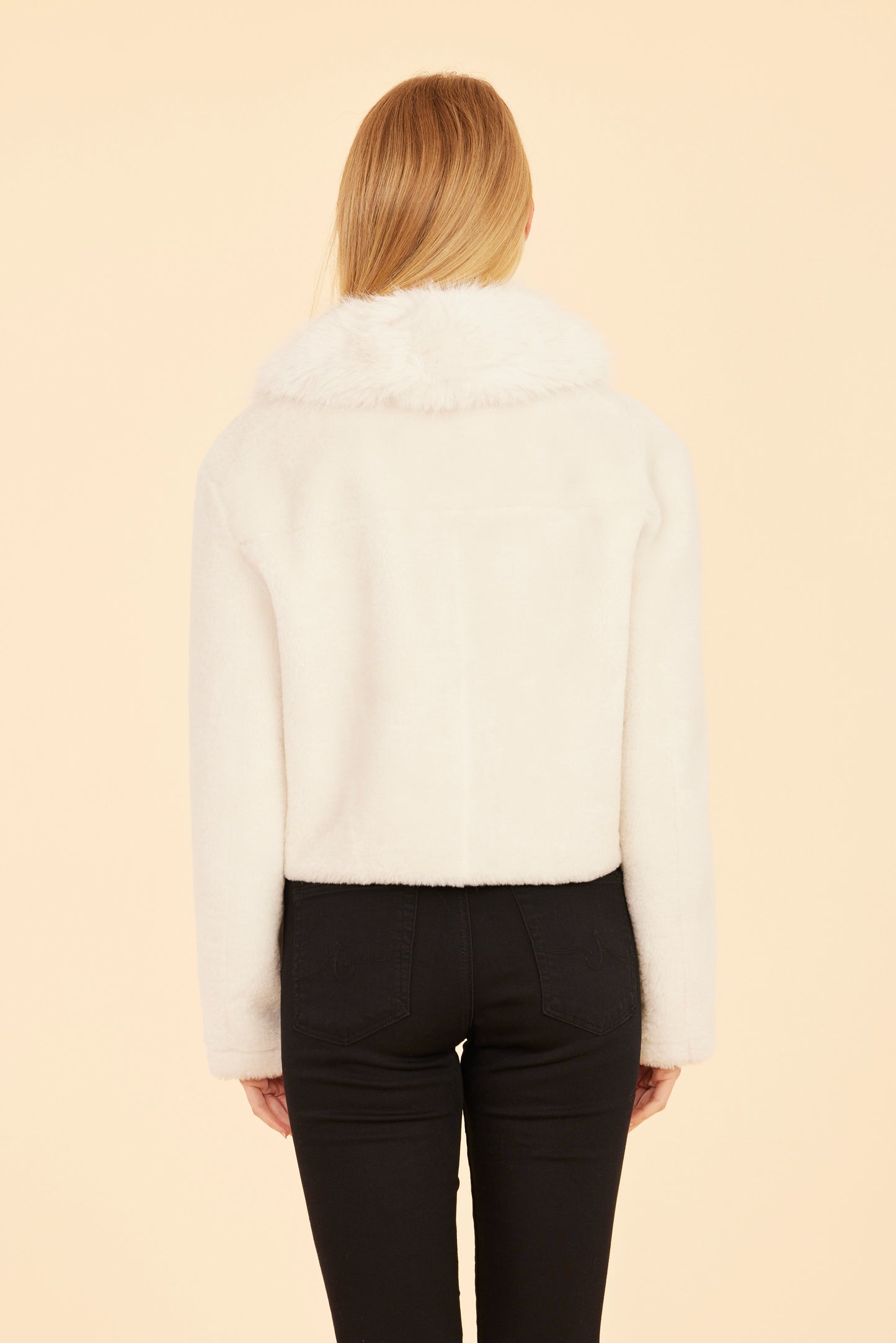 Faux Fur Pearl Button Jacket