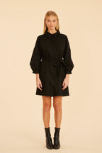 Faux Suede Belted Dress with Ruched Sleeves
