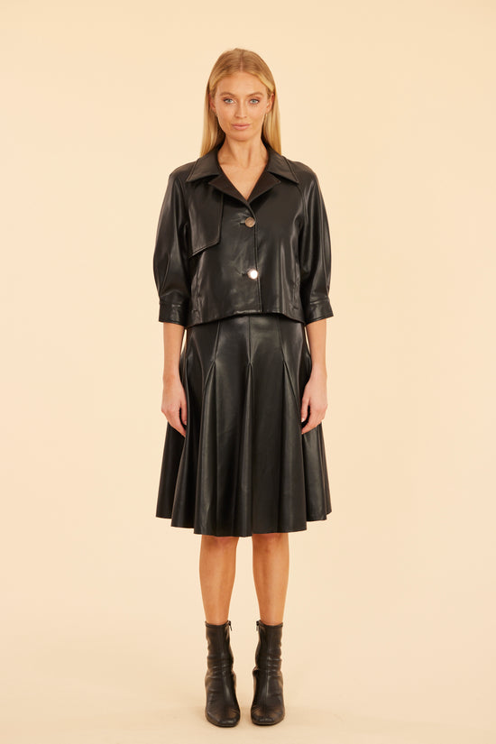 Faux Leather Paneled Skate Skirt