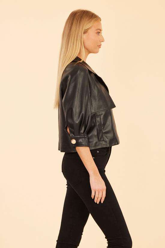 Faux Leather Cropped Jacket