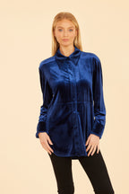 Velvet Button-Up Shirt