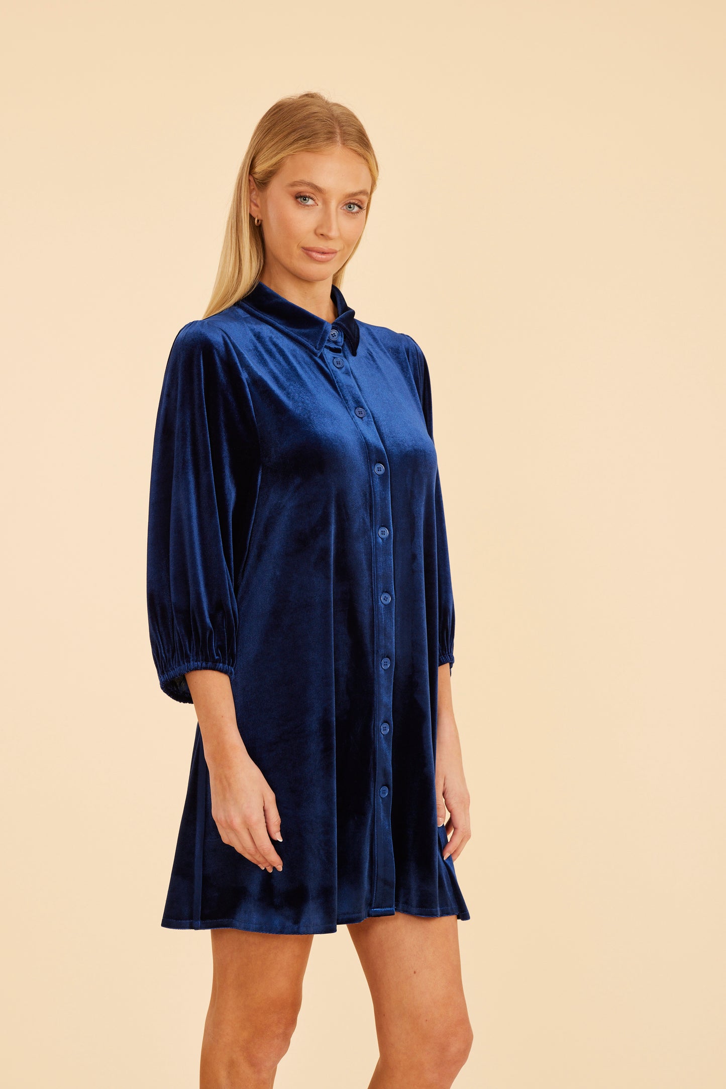 Velvet Puff Sleeve Dress