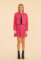 Tweed Jacket & Pleated Mini Skirt Set