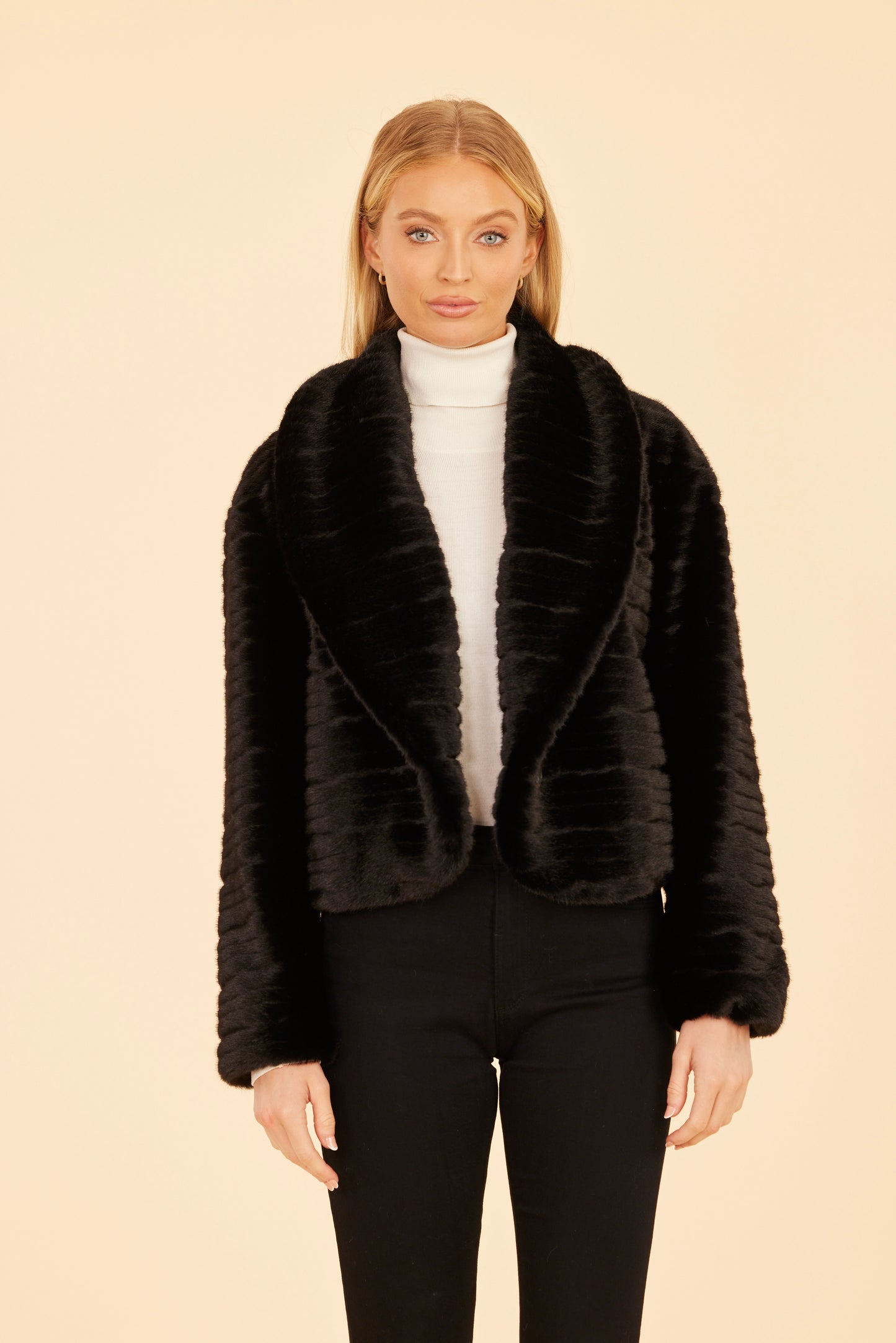 Faux Mink Grooved Jacket