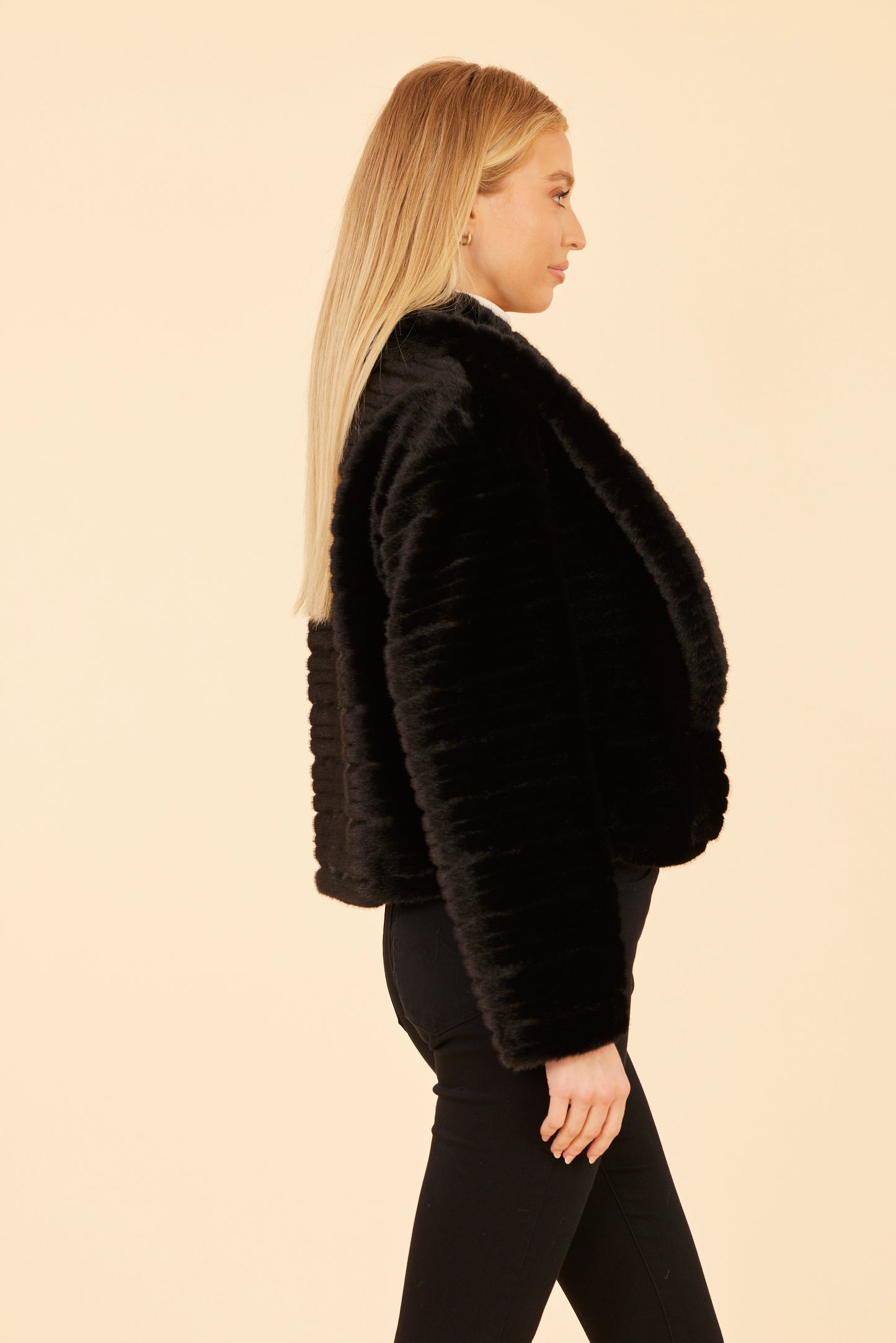 Faux Mink Grooved Jacket