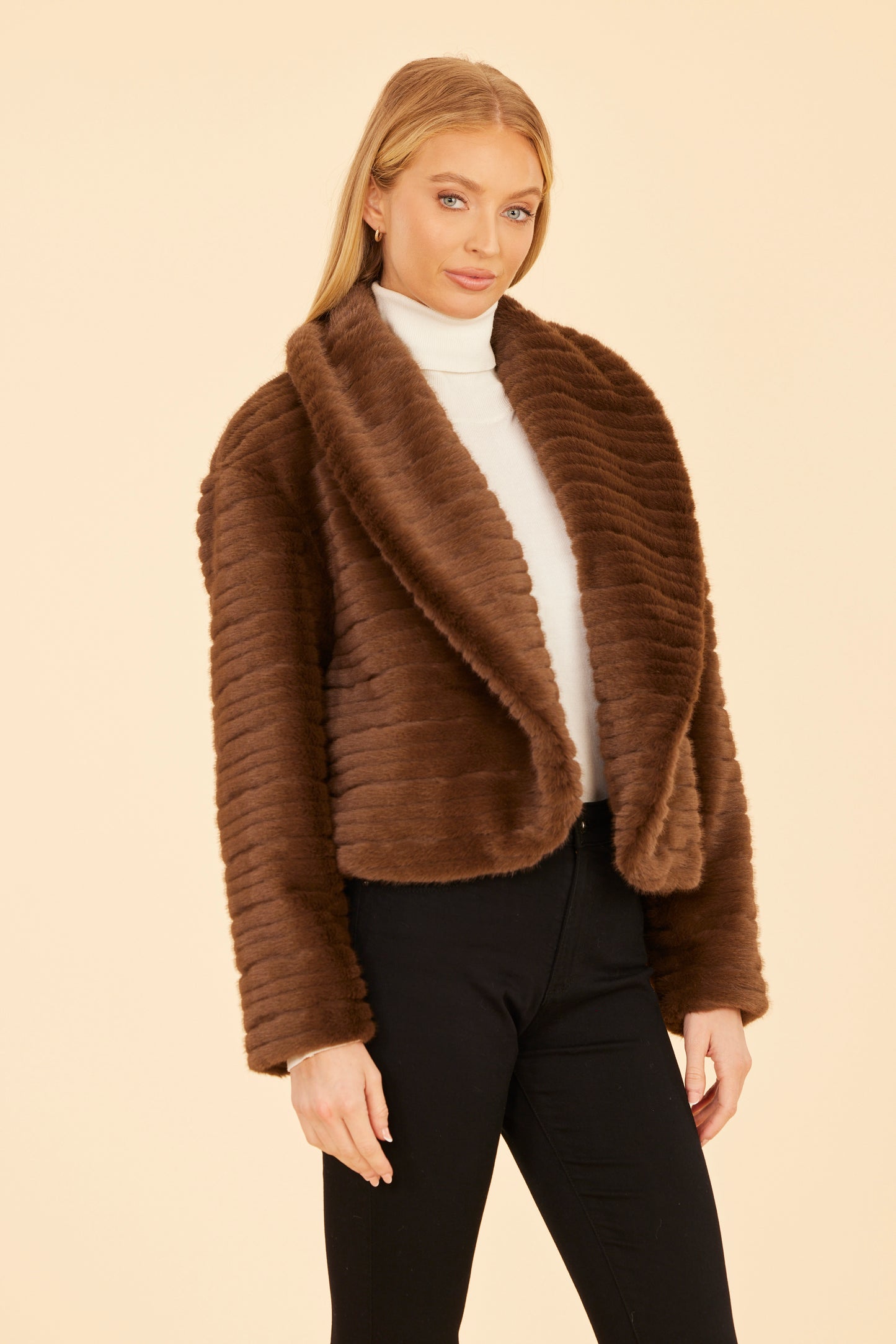 Faux Mink Grooved Jacket