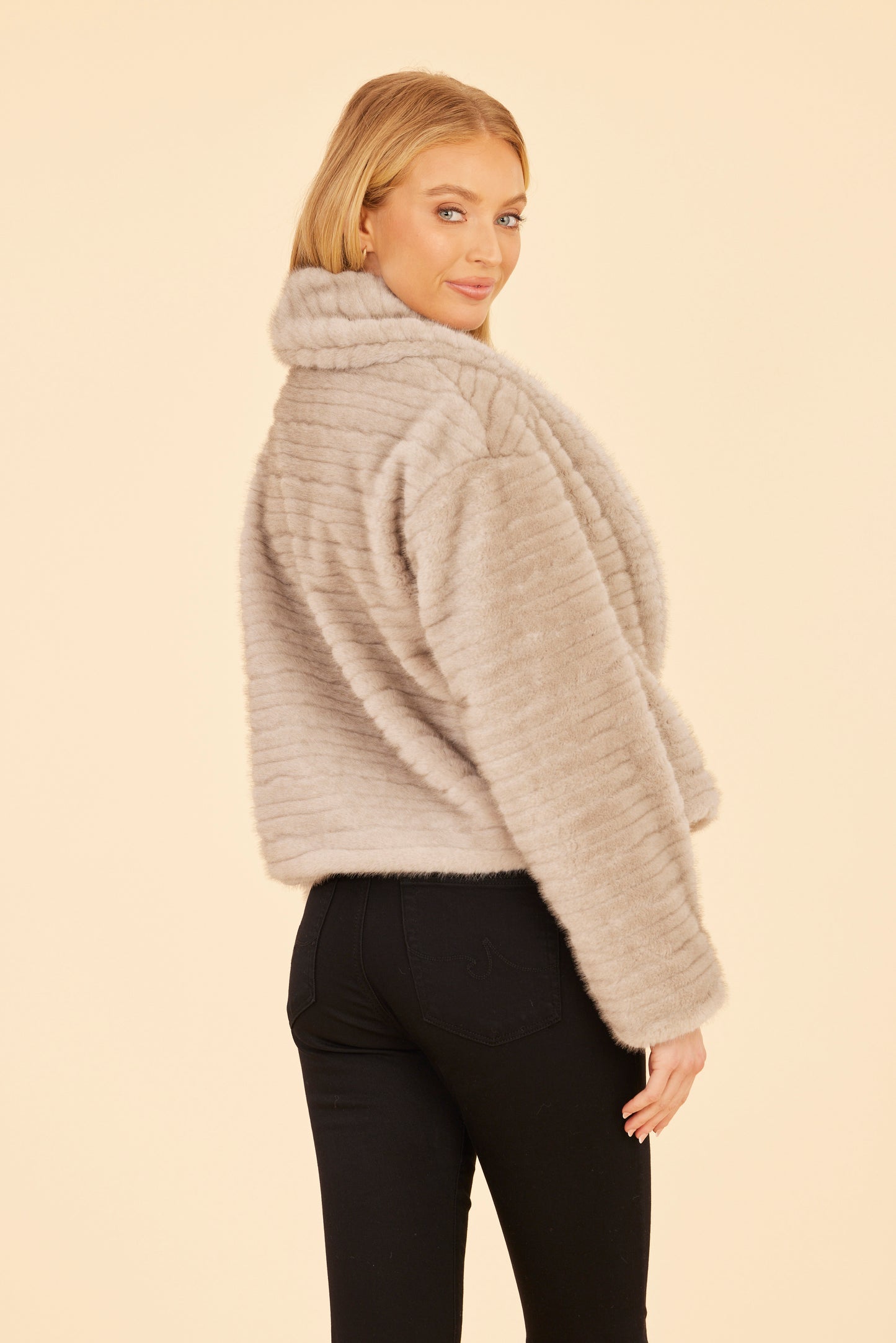 Faux Mink Grooved Jacket