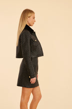 Quilted Faux Leather Cropped Jacket