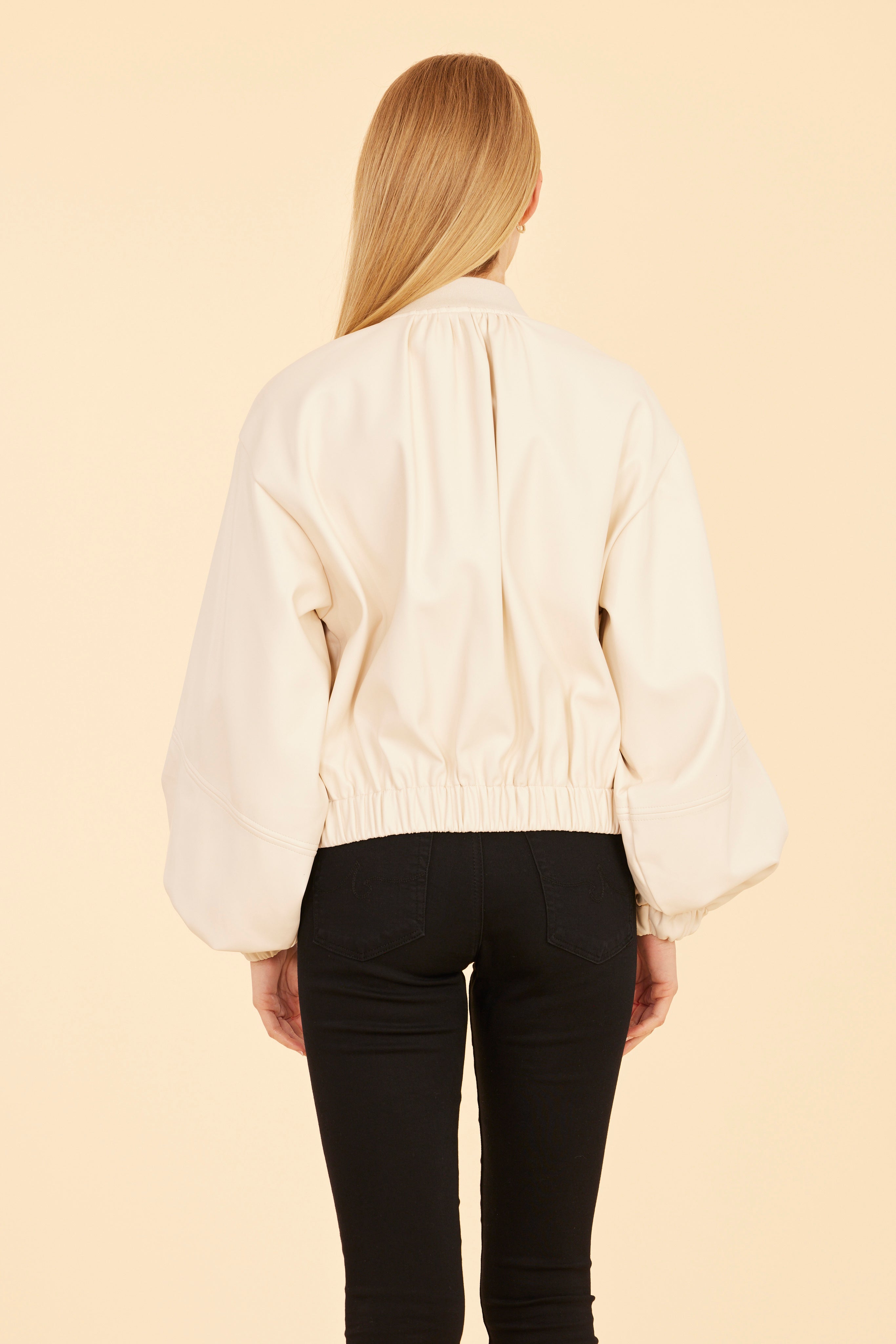 Faux Leather Exaggerated Sleeve Zip Jacket – Dolce Cabo