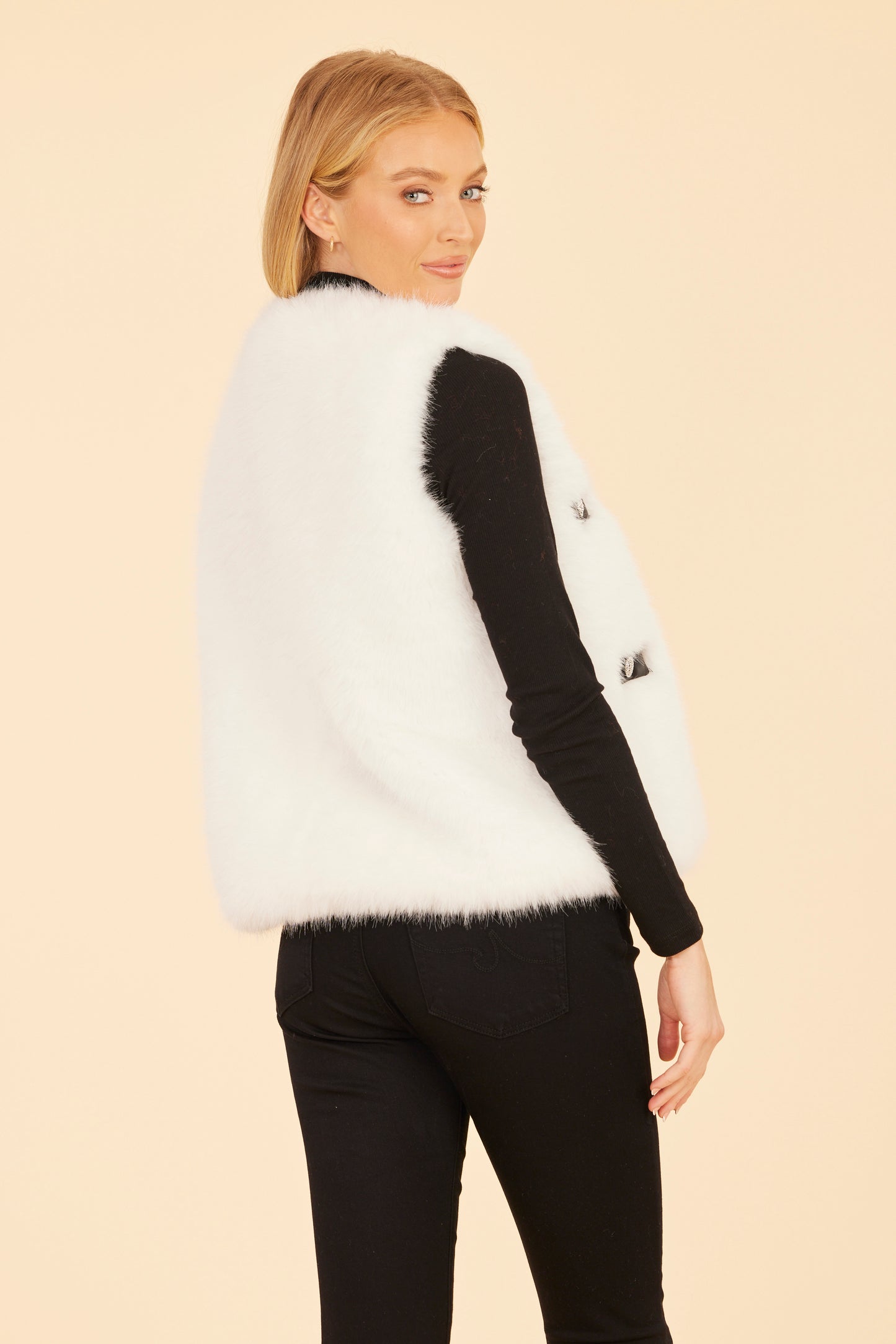 Faux Fur Lux Vegan Leather Trimmed Vest