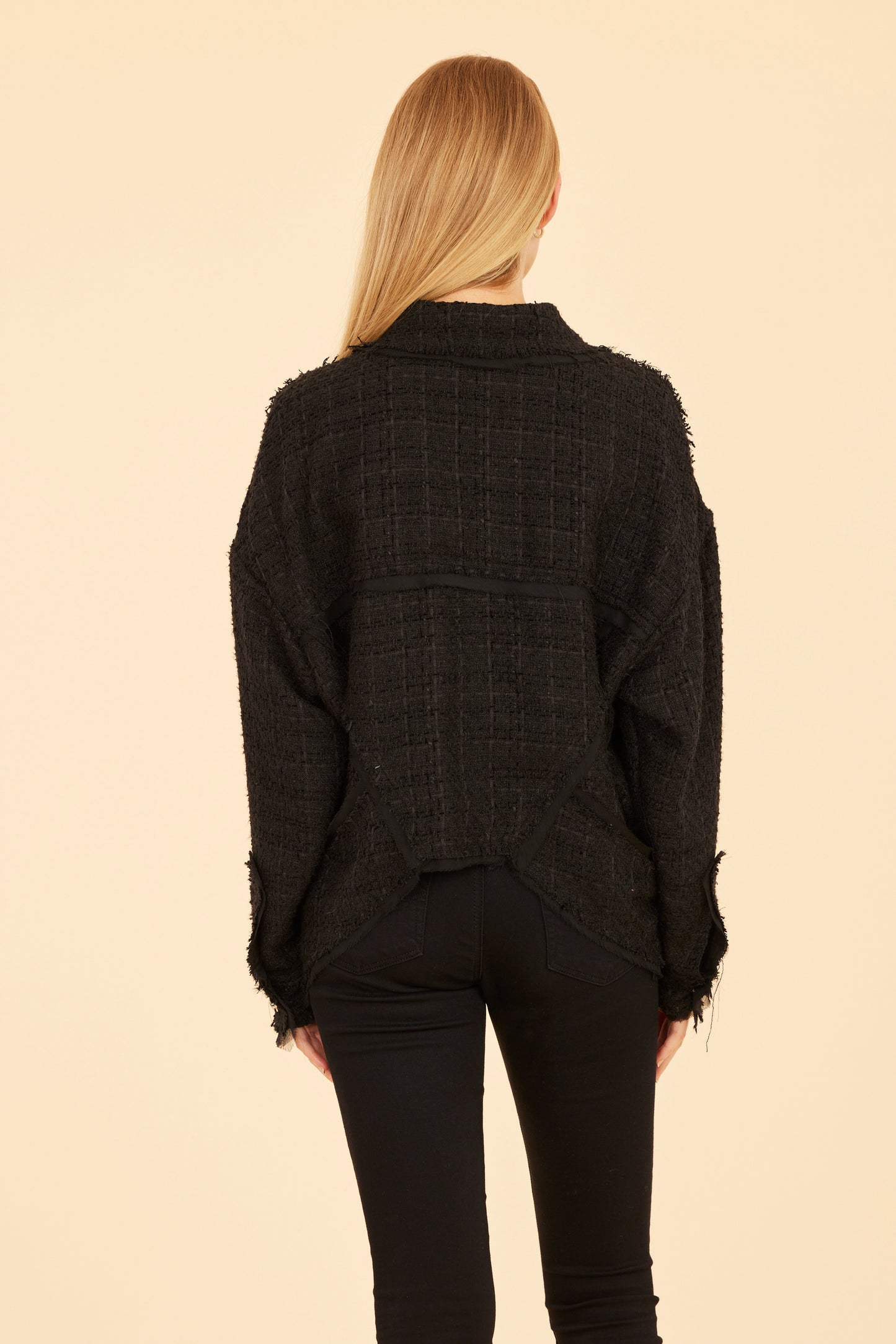 Black Tweed & Chiffon Jacket