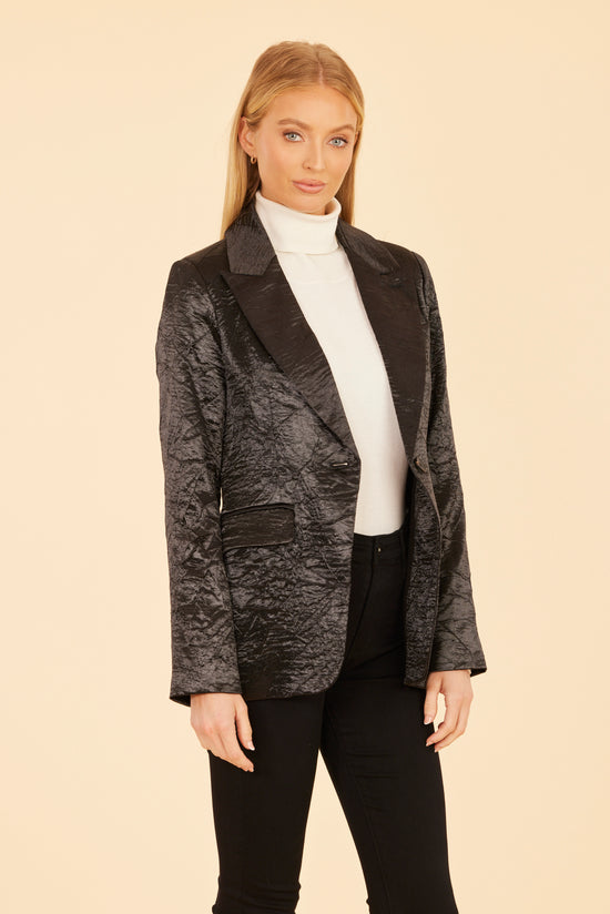 Crushed Metallic Satin Blazer