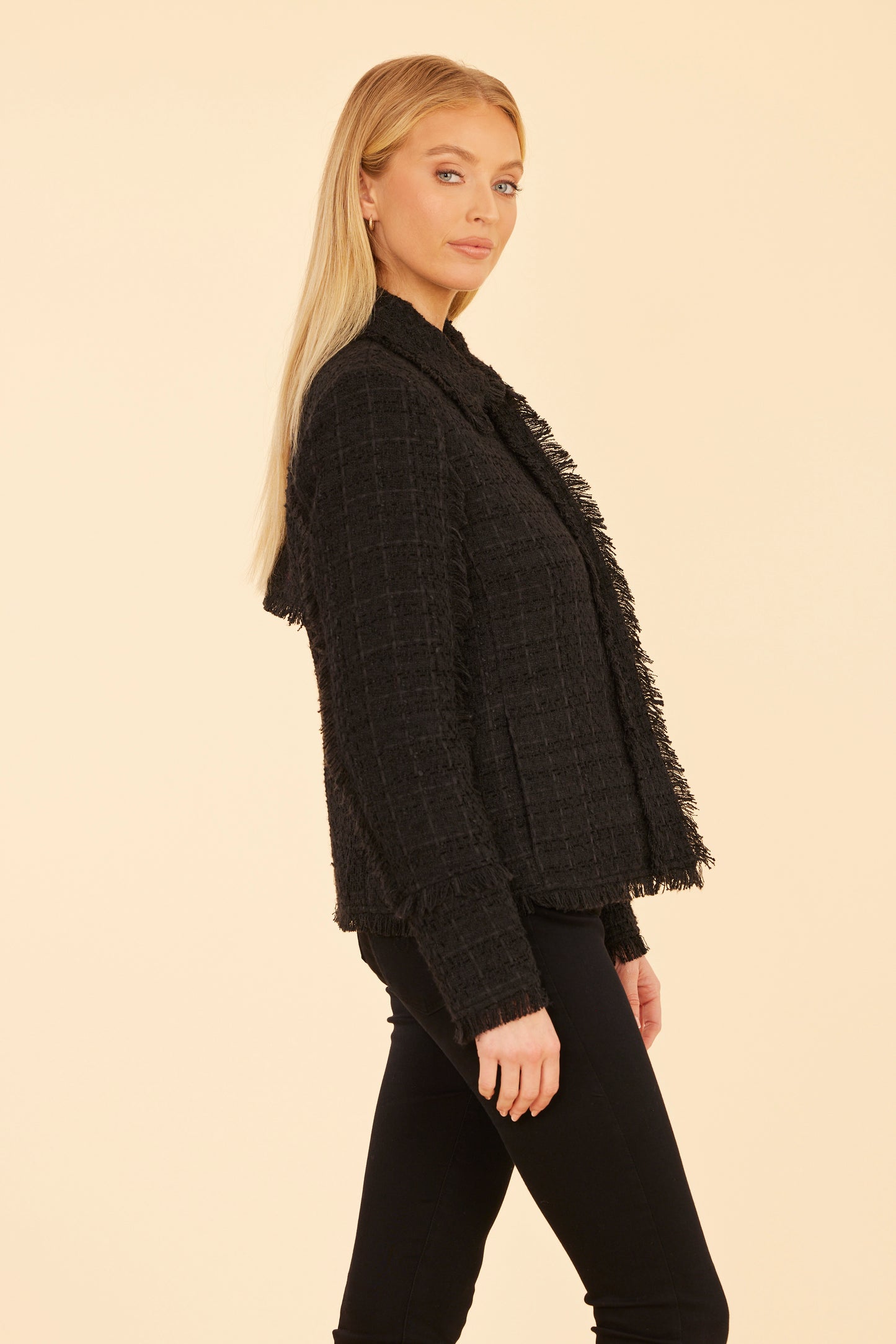 Black Tweed Fringe Jacket