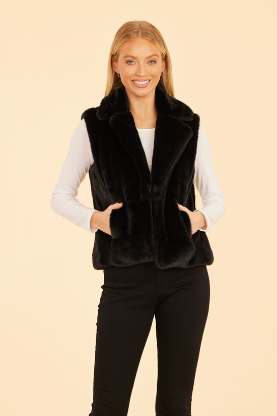 Plush Faux Fur Notch Collar Vest