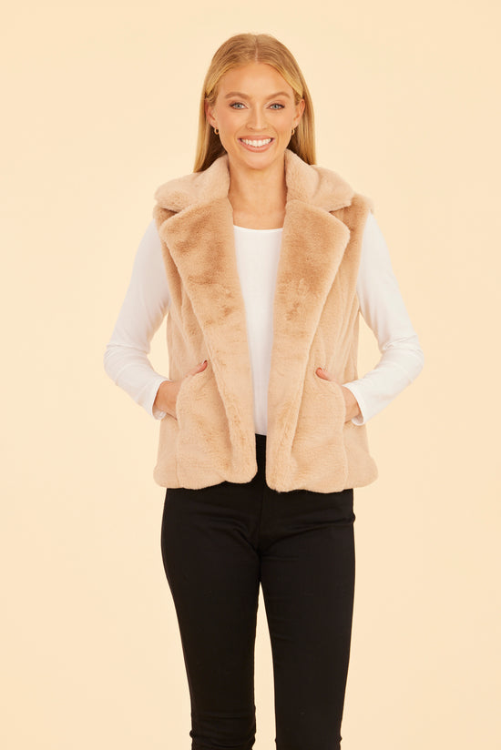 Plush Faux Fur Notch Collar Vest