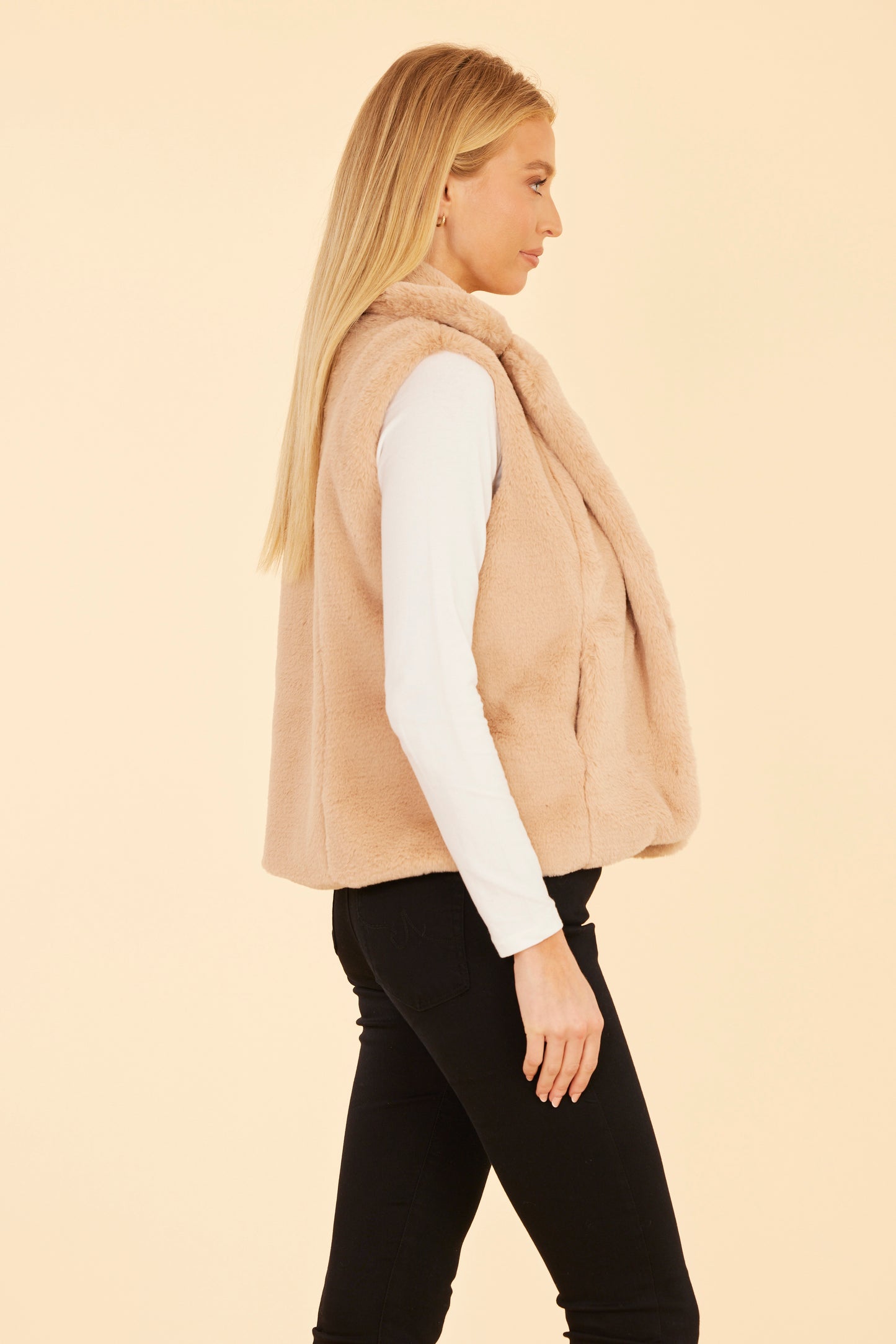 Plush Faux Fur Notch Collar Vest