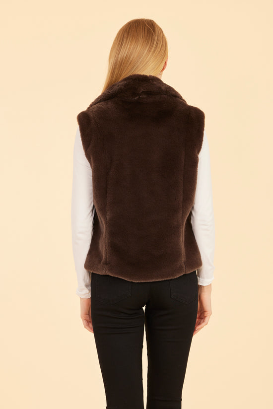 Plush Faux Fur Notch Collar Vest