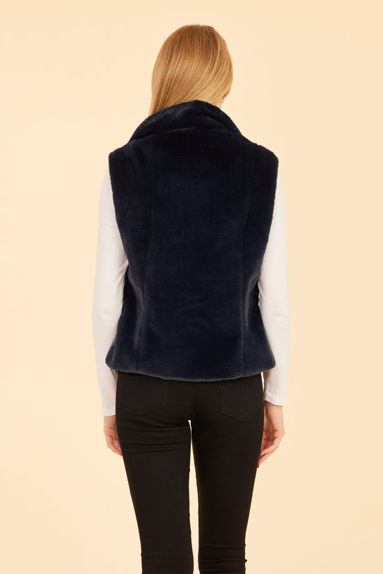 Plush Faux Fur Notch Collar Vest