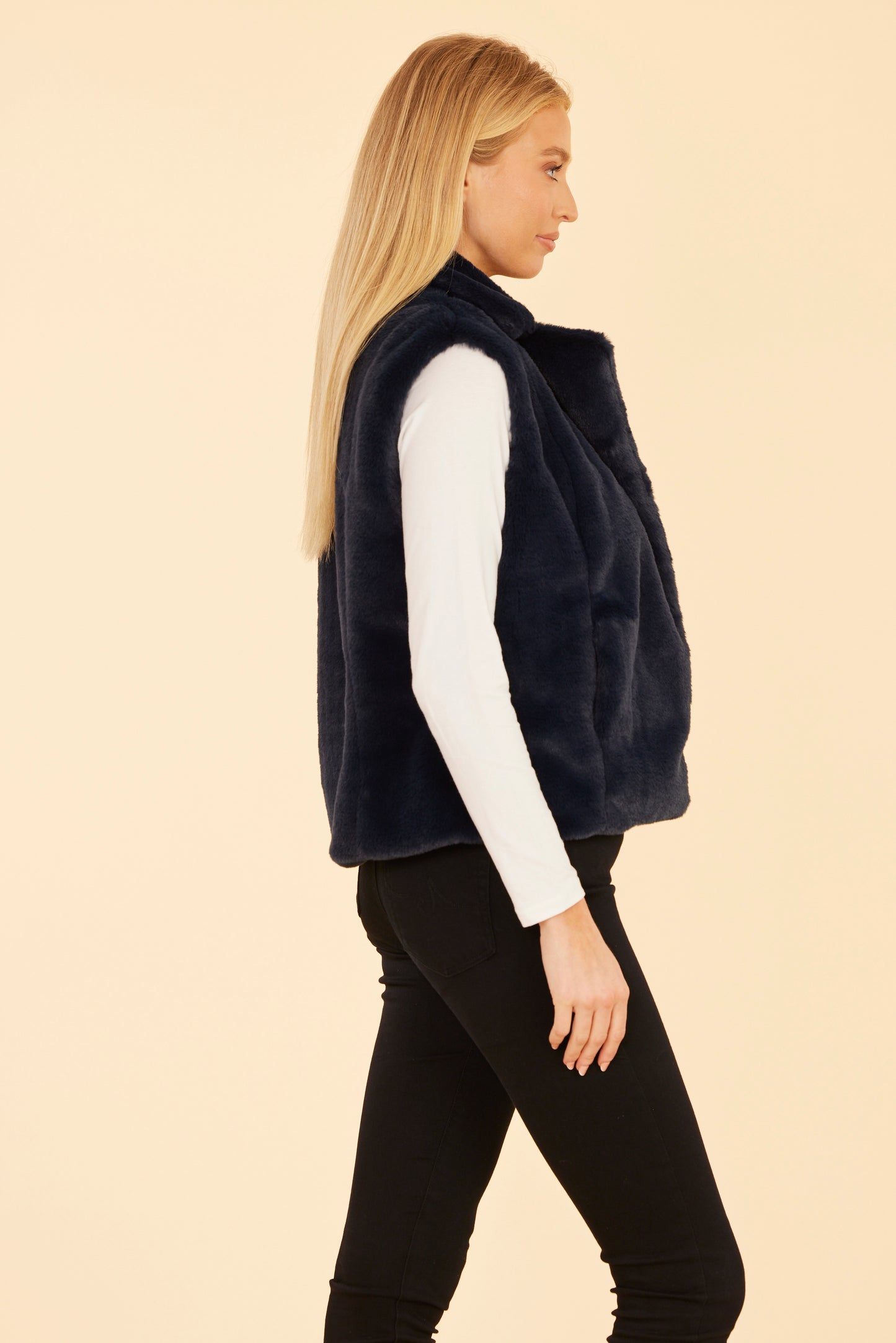 Plush Faux Fur Notch Collar Vest