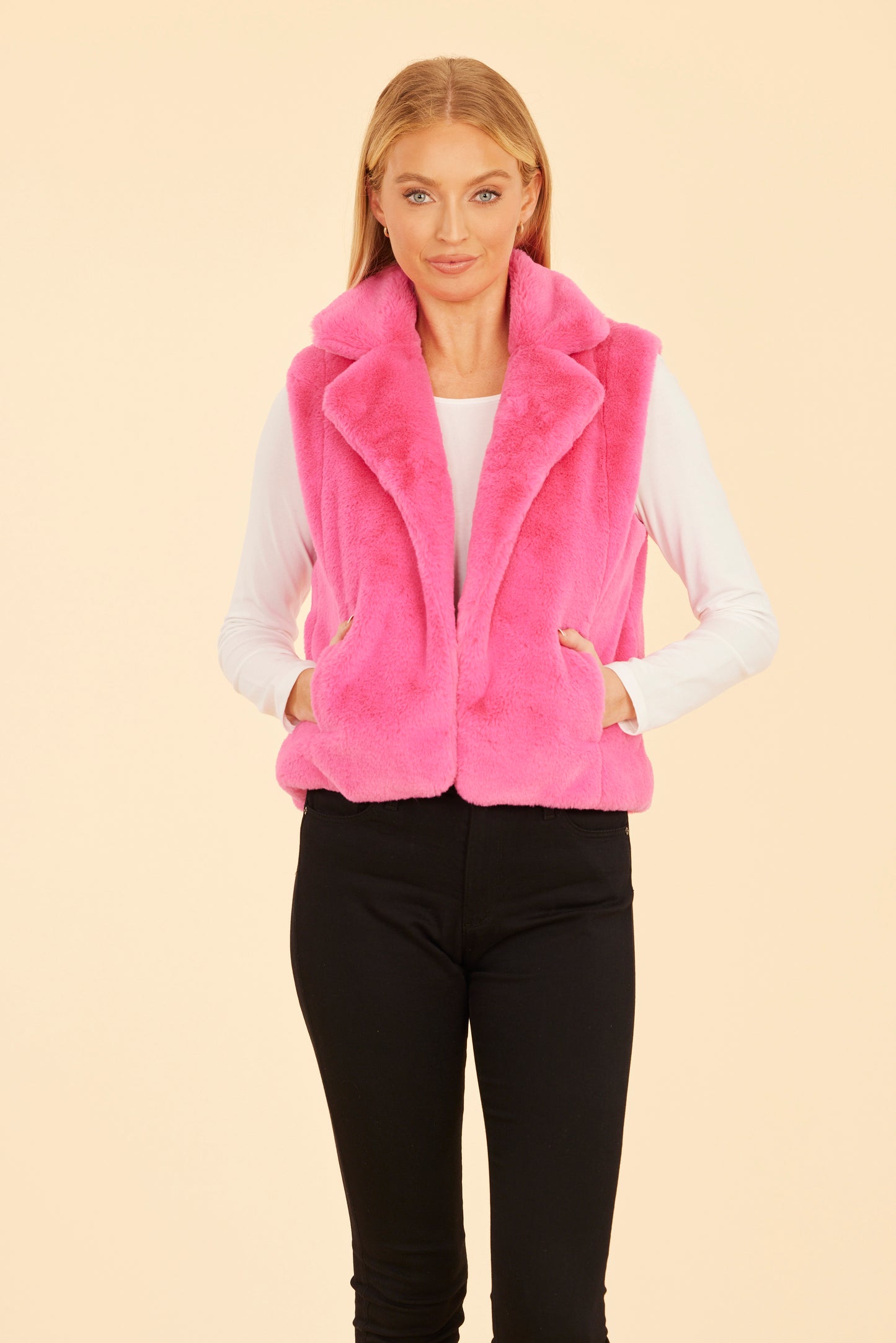 Plush Faux Fur Notch Collar Vest