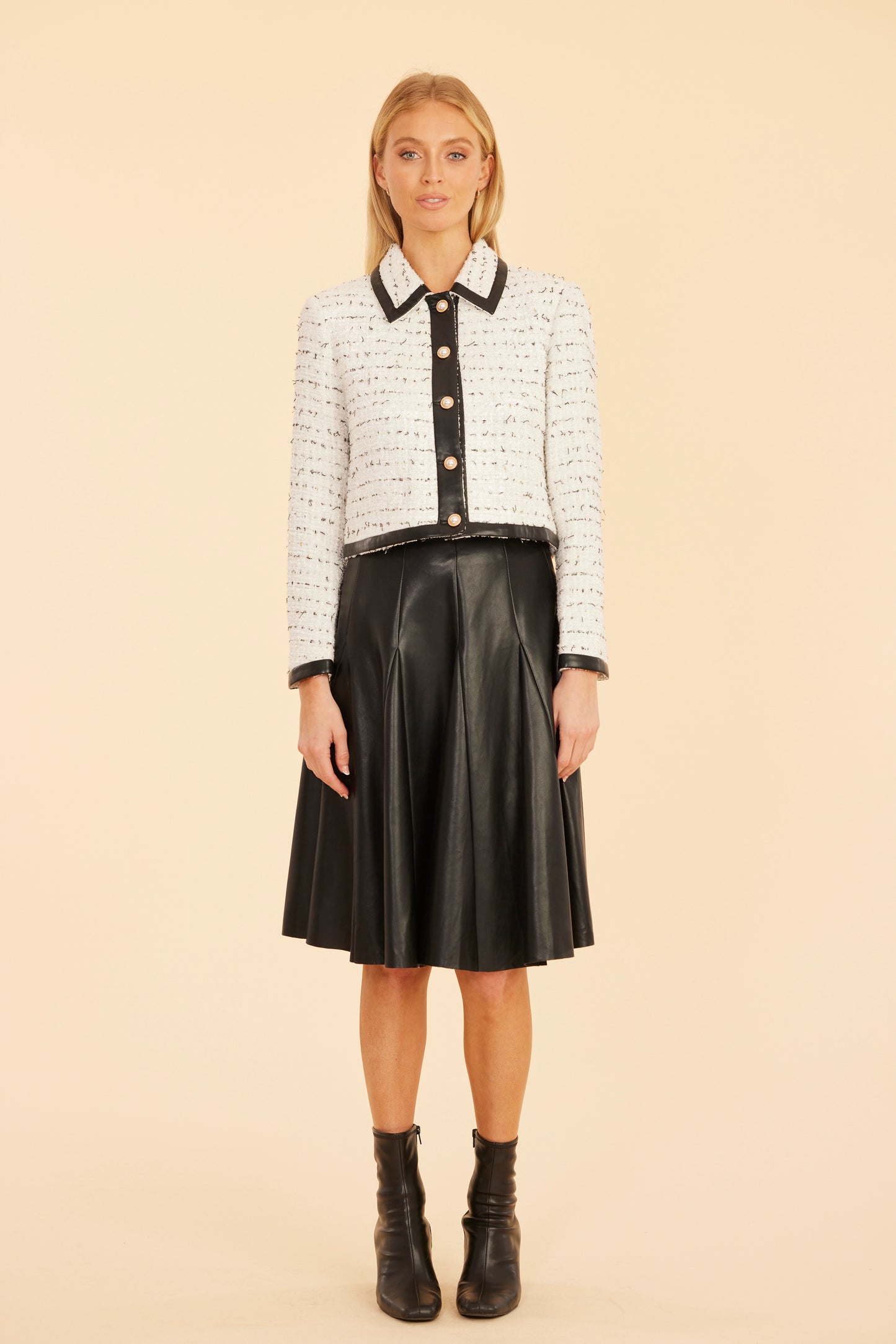 Faux Leather Paneled Skate Skirt