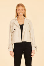 Faux Leather Short Trench Jacket