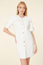 Vegan Leather Short Sleeve Dress