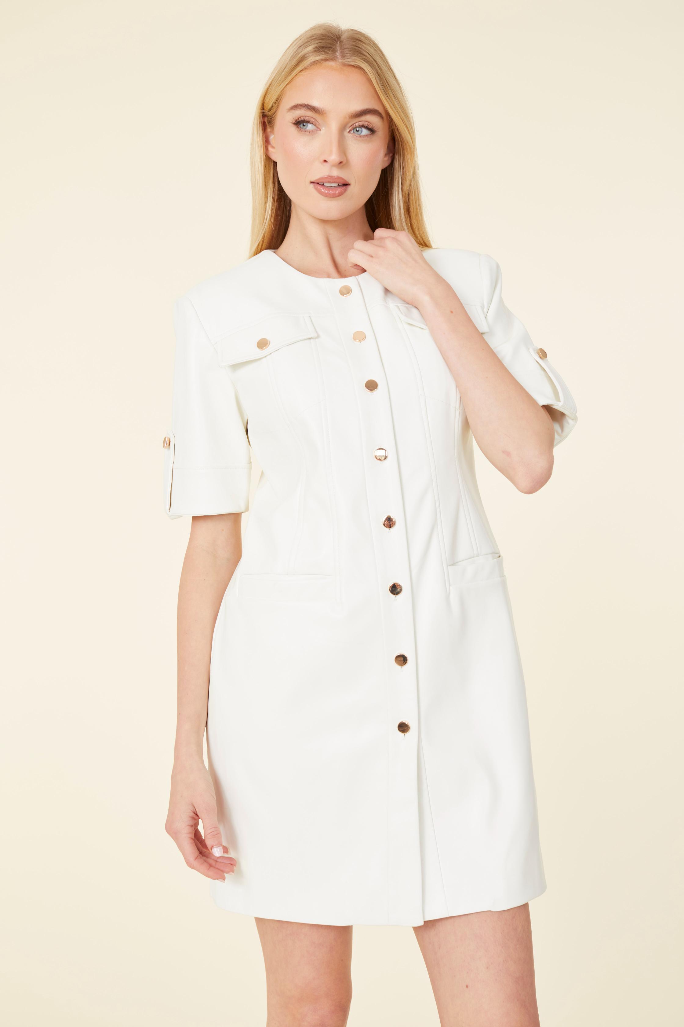 dolce cabo vegan leather dress Faux Leather Shirt Dress Aqua / M