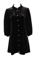 Rhinestone Velvet Puff Sleeve Dress