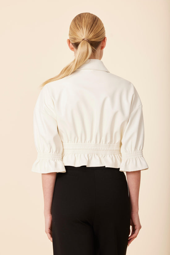 Faux Leather Short Shirt Jacket