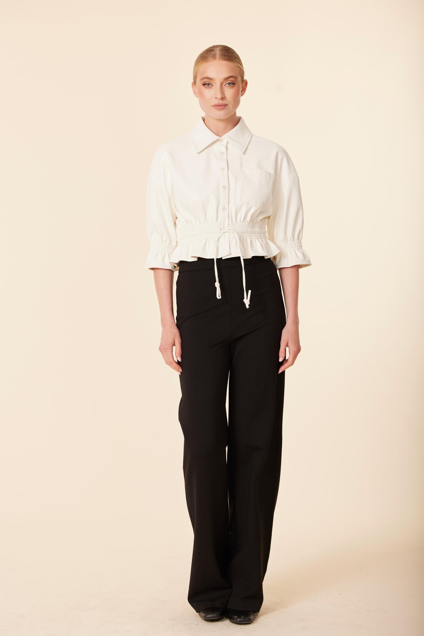 Faux Leather Short Shirt Jacket