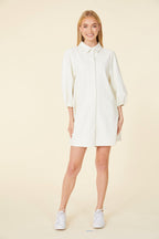 Perforated Vegan Leather Puff Sleeve/ Tunic Dress