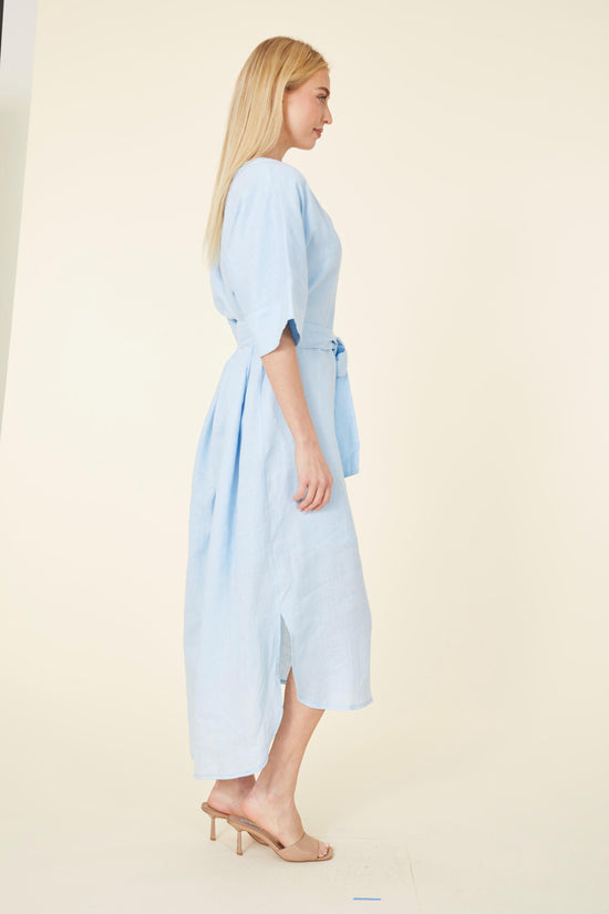 Linen Belted Maxi Dress