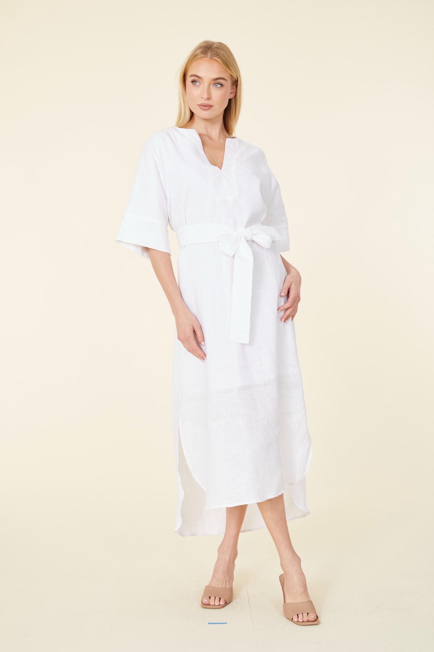 Linen Belted Maxi Dress